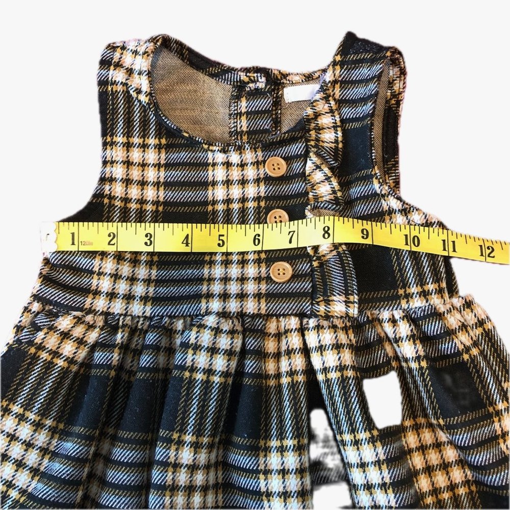 Nannette Baby Girl Dress Fall Plaid Black White Gold Brown Size 3T - Picture 14 of 15